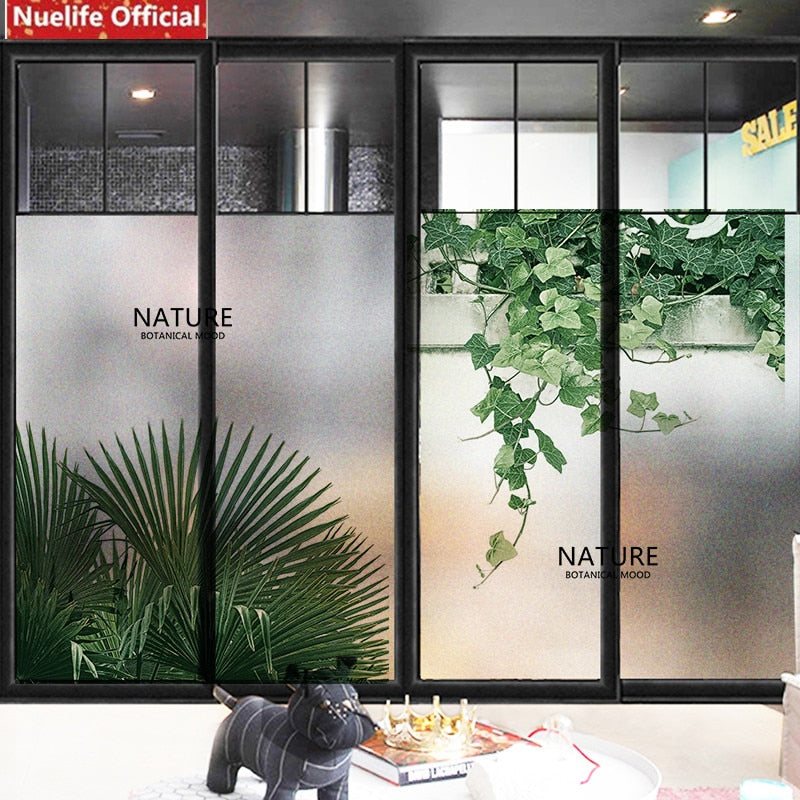 Window Frosted Green Plant Leaf Film SKU# MOS0022