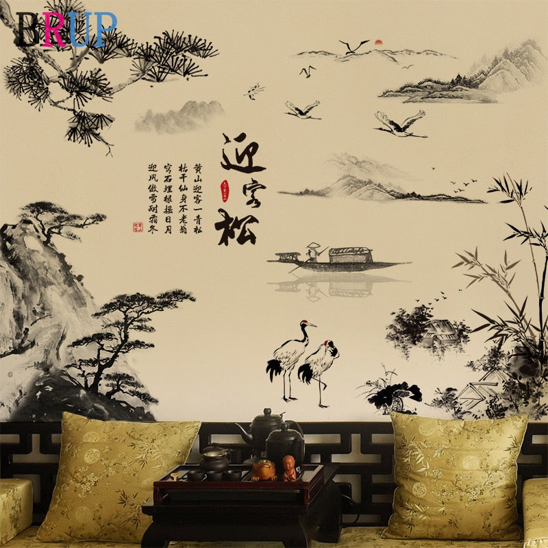 Wallpaper Chinese Painting PVC 