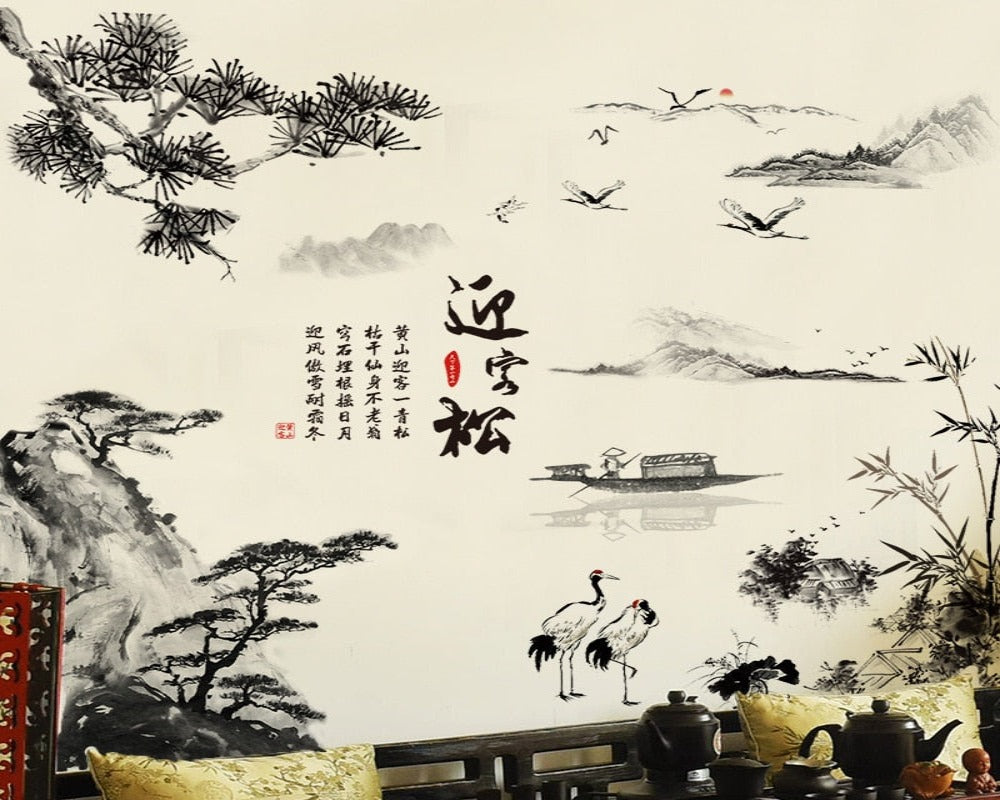 Wallpaper Chinese Painting PVC 