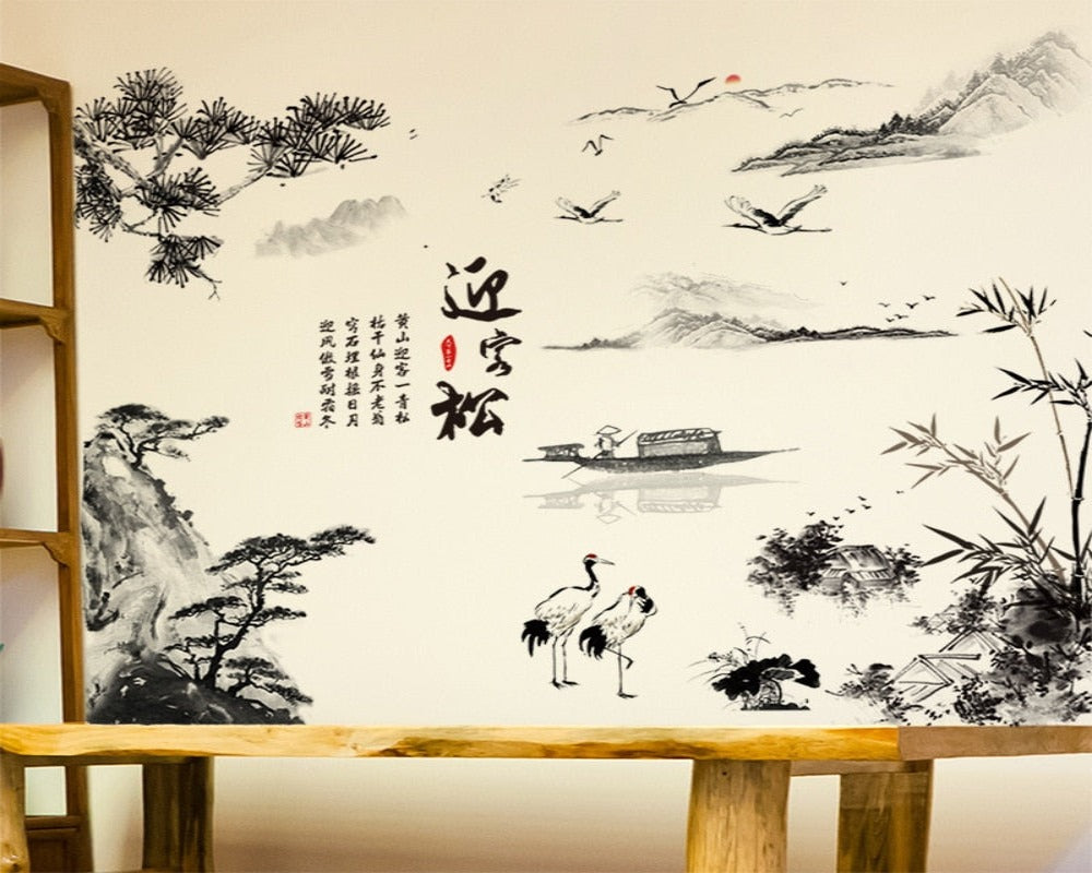 Wallpaper Chinese Painting PVC 
