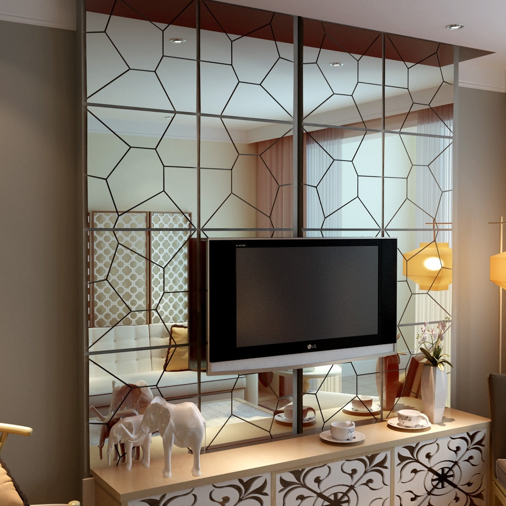 Wall Mirror Tiles Self-Adhesive Geometric SKU# MOS0014