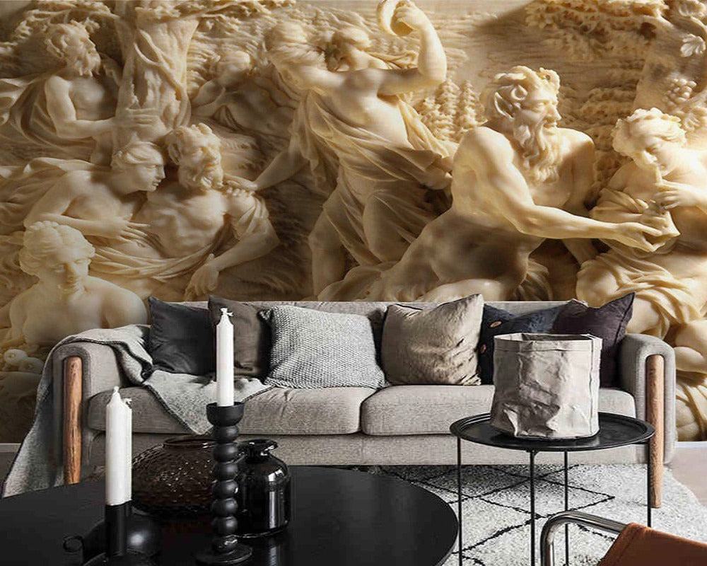 3D Wallpaper Roman Rustic Statue SKU# WAL0349