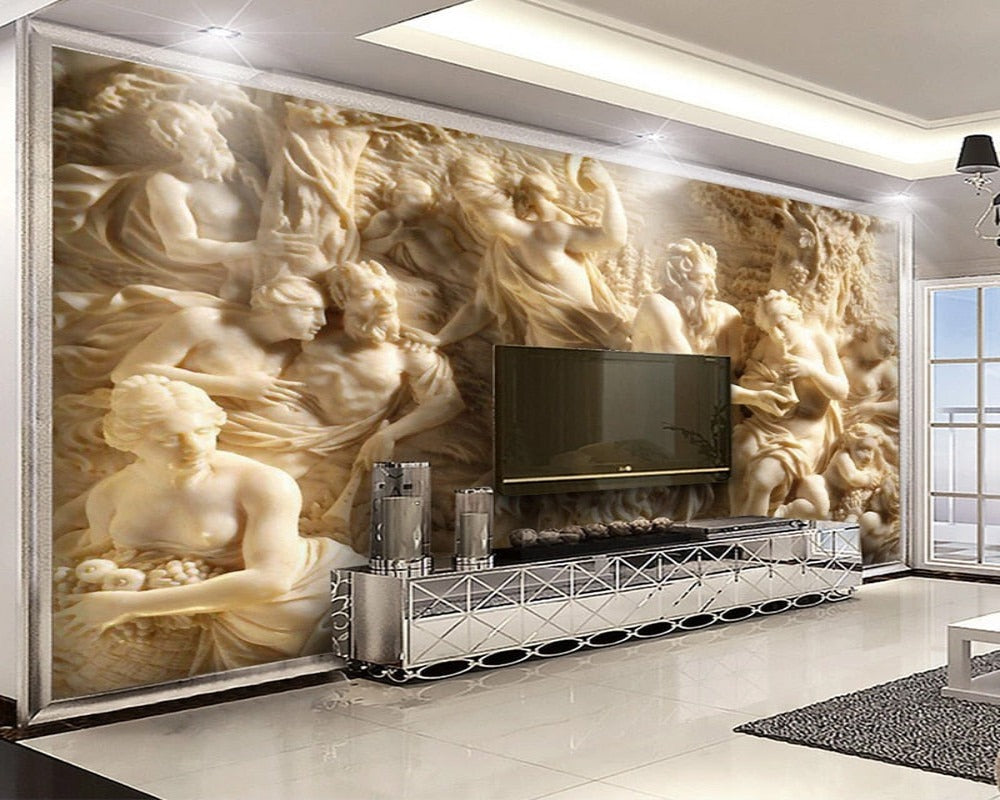 3D Wallpaper Roman Rustic Statue SKU# WAL0349