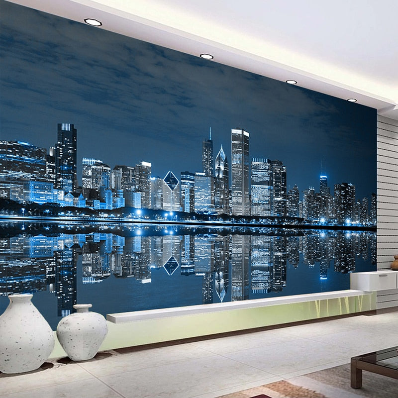 3D Wallpaper NYC Blue Aqua SKU# WAL0197