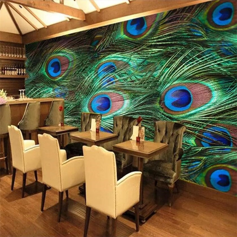 wellyu Custom wallpaper 3d murals peacock feather close-up minimalist background wall paper wall decorative painting wallpaper