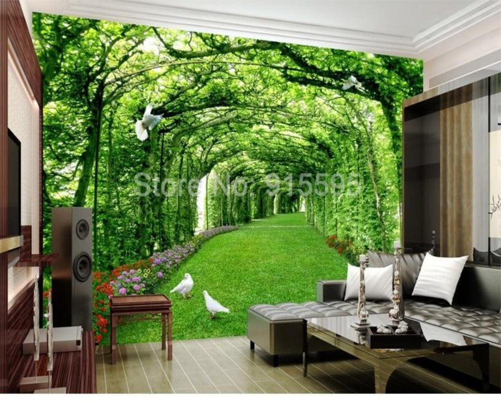 3D Wallpaper Green Forest Lawn SKU# WAL0318