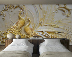 3D Wallpaper Golden Peacock SKU# WAL0218