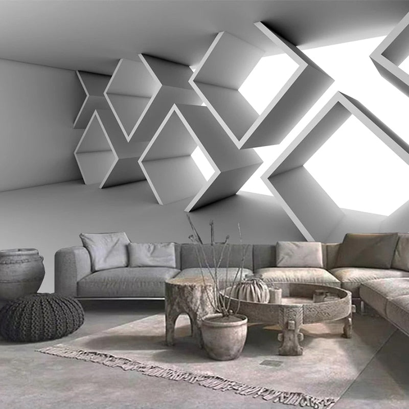 3D Walpaper Stereoscopic Cubes for Wall Treatment