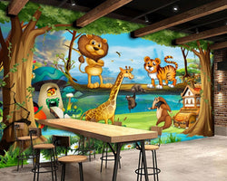 3D Wallpaper Cartoon Animal Forest SKU# WAL0366