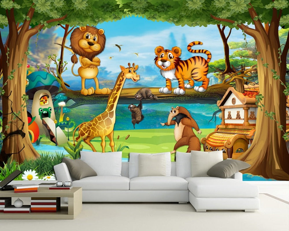 3D Wallpaper Cartoon Animal Forest SKU# WAL0366