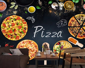 3D Wallpaper Pizza Shop Restaurant SKU#WAL0154