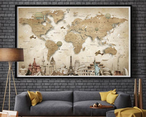 3D Wallpaper Nostalgic World Map SKU# WAL0202