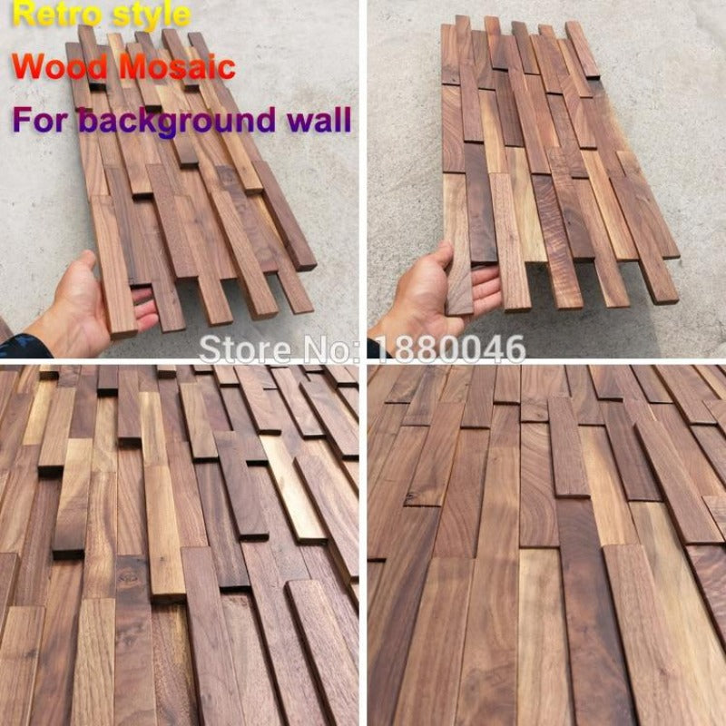 6 Pack Mosaic American Retro Style Art Wood Tile SKU# MOS0044