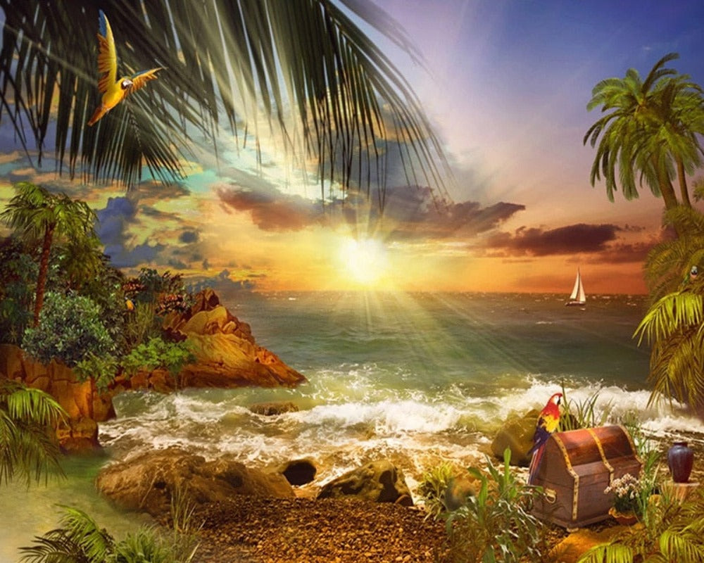 3D Wallpaper Island Beach SKU# WAL0297