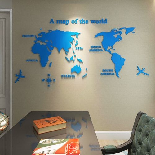 Mirror Wall Art World Map Decal Mural SKU# MOS0030