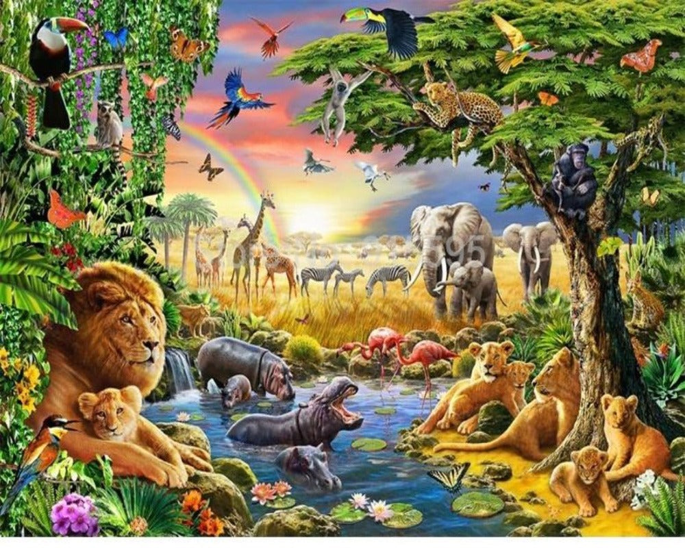 3D Wallpaper Cartoon Animal Jungle