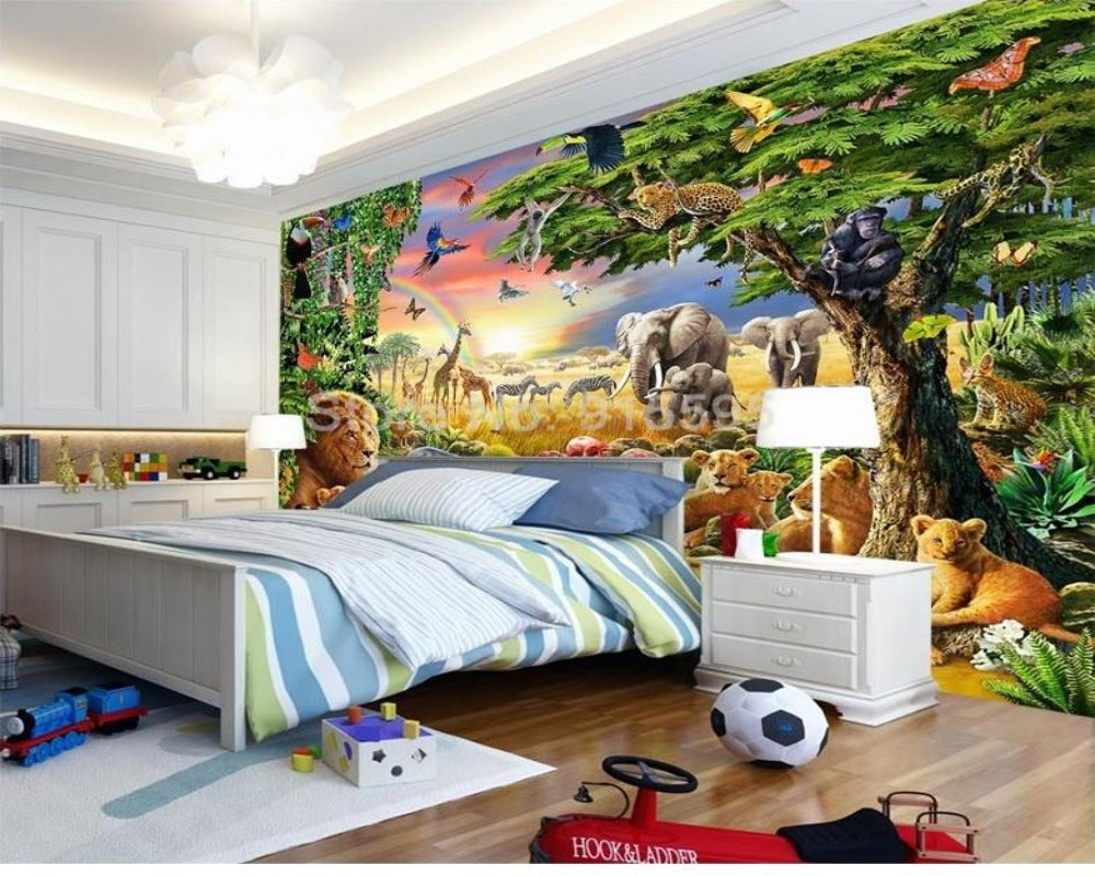 3D Wallpaper Cartoon Animal Jungle SKU# WAL0275