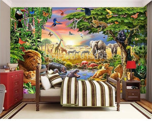 3D Wallpaper Cartoon Animal Jungle SKU# WAL0275