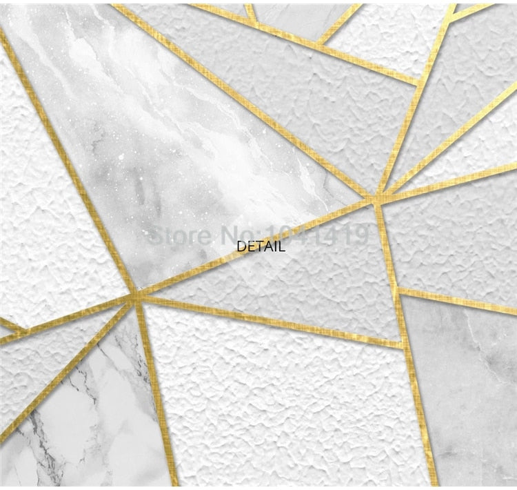 Modern Simple 3D Geometric Marble Wallpaper Golden Line Photo Wall Murals Living Room Bedroom Background Wall Painting 3D Fresco