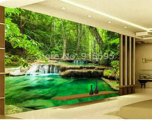 3D Wallpaper Forest Waterfall Designer Look Wallpaper