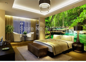 Custom 3D Photo Wallpaper Green Forest Scenery Large Wall Painting Living Room Bedroom Background Wall Mural Papel De Parede 3D