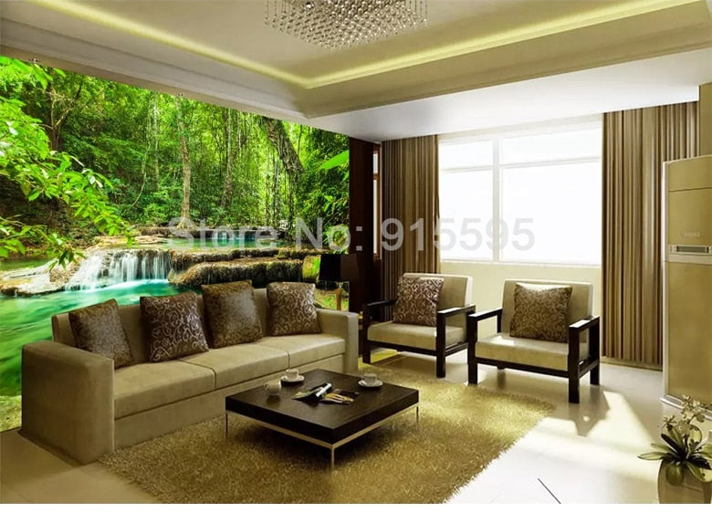 Custom 3D Photo Wallpaper Green Forest Scenery Large Wall Painting Living Room Bedroom Background Wall Mural Papel De Parede 3D