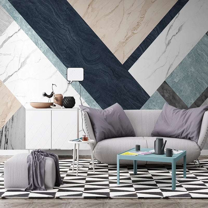 Custom Waterproof Mural Wallpaper For Walls 3D Marble Pattern Geometric Living Room TV Background Wall Painting Papel De Parede