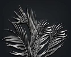 3D Wallpaper Black Tropical Steel Leaf SKU# WAL0310