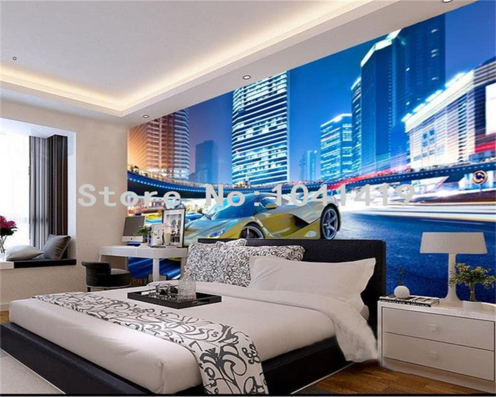 3D Wallpaper City Night Landscape SKU# WAL0248