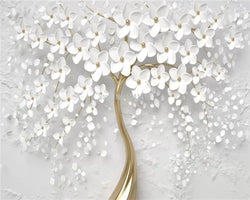 3D Wallpaper Golden White Tree