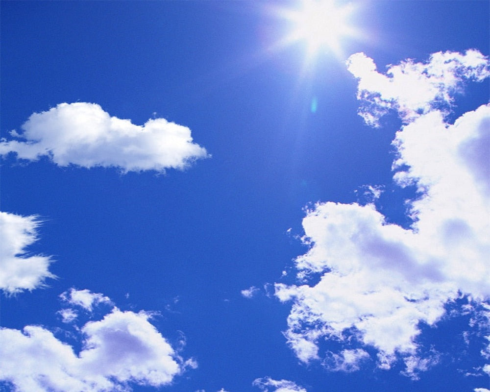 3D Ceiling Paper Blue & White Clouds SKU# WAL0171