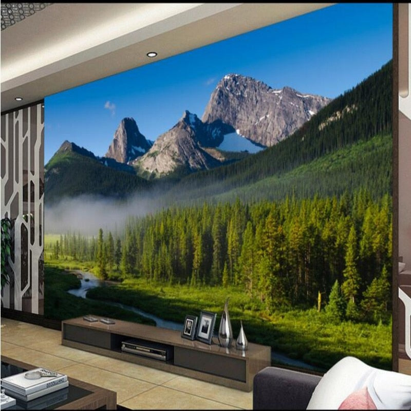 3D Wallpaper Mountain Forest Landscape Papel SKU# WAL0229