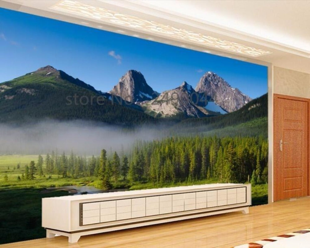3D Wallpaper Mountain Forest Landscape Papel SKU# WAL0229