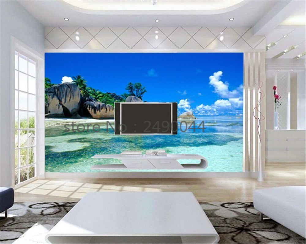 3D Wallpaper Ocean Beach Papel Mural SKU# WAL0232