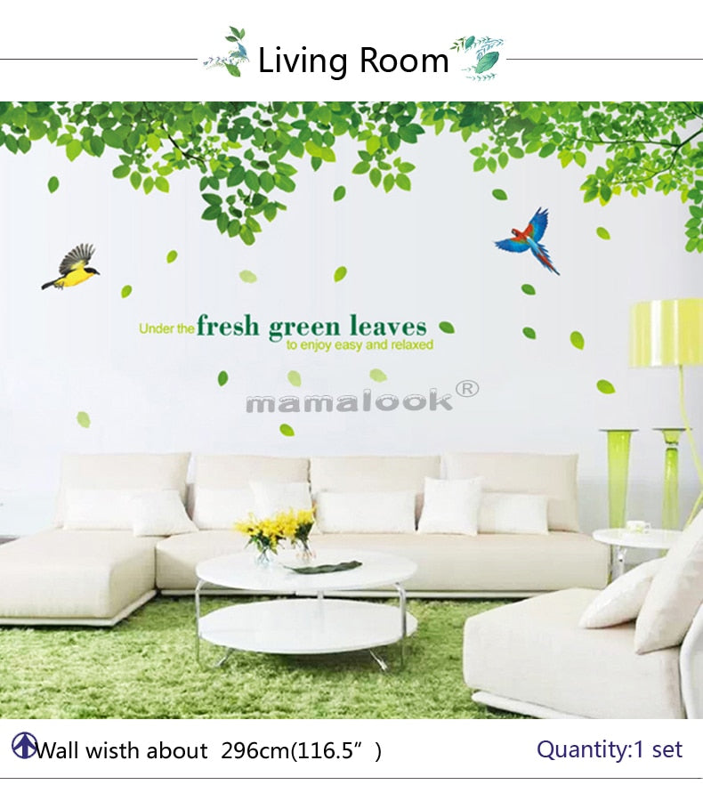 3D Giant Tree Green Leaves Wall Art Decals SKU# MOS0050