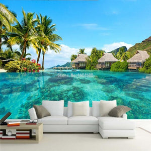 3D Wallpaper Maldives Sea View for Wall Covering