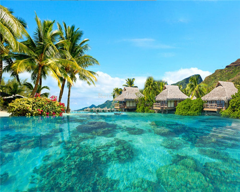 3D Wallpaper Maldives Sea View for Wall Covering