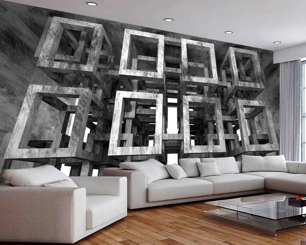 3D Wallpaper  Geometric Cement Wall