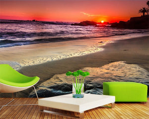 3D Wallpaper Romantic Seaside Sunset SKU# WAL0090