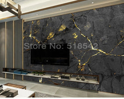 3D Wallpaper Black Golden Marble