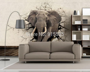 3D Wallpaper Charging Elephant SKU# WAL0341