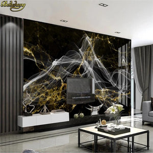 3D Wallpaper Black & Gold Marble SKU# WAL0132