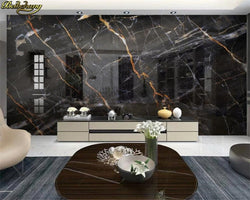 3D Wallpaper Black & Gold Marble