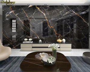 3D Wallpaper Black & Gold Marble SKU# WAL0132