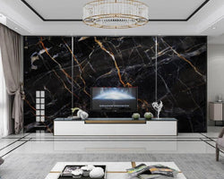 3D Wallpaper Black & Gold Marble