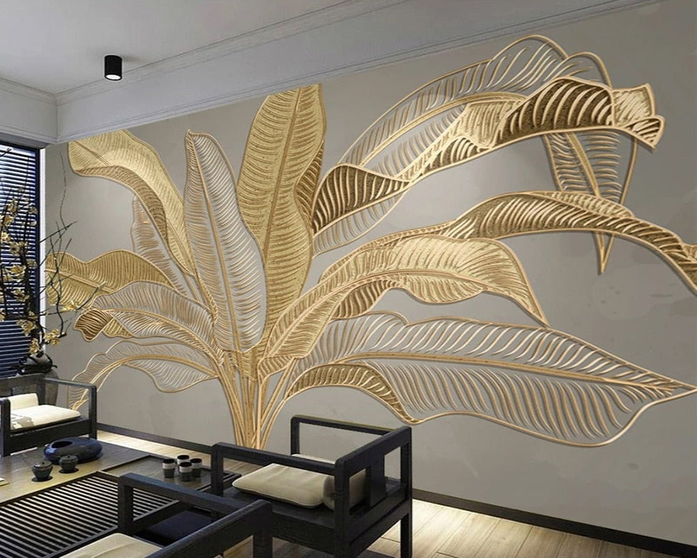 3D Wallpaper Banana Leaf for  Accent Wall