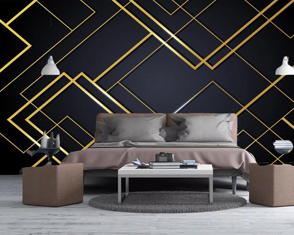 3D Wallpaper Golden Lines Series 