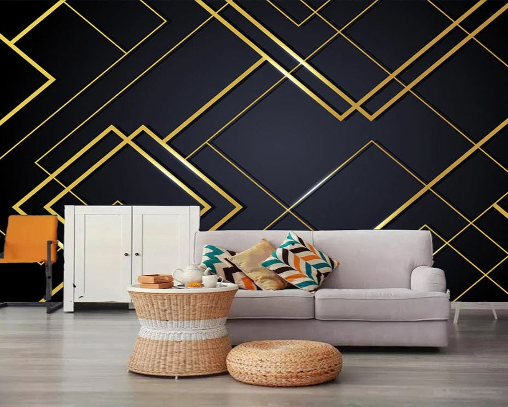 3D Wallpaper Golden Lines Series SKU# WAL0116