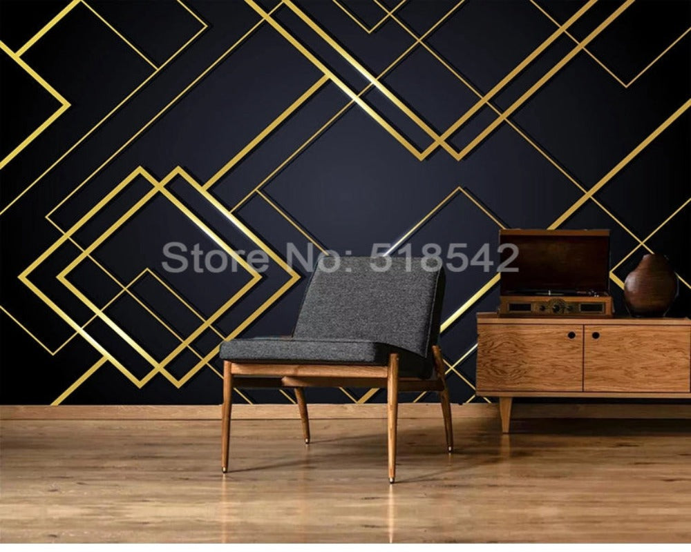 3D Wallpaper Golden Lines Series SKU# WAL0116