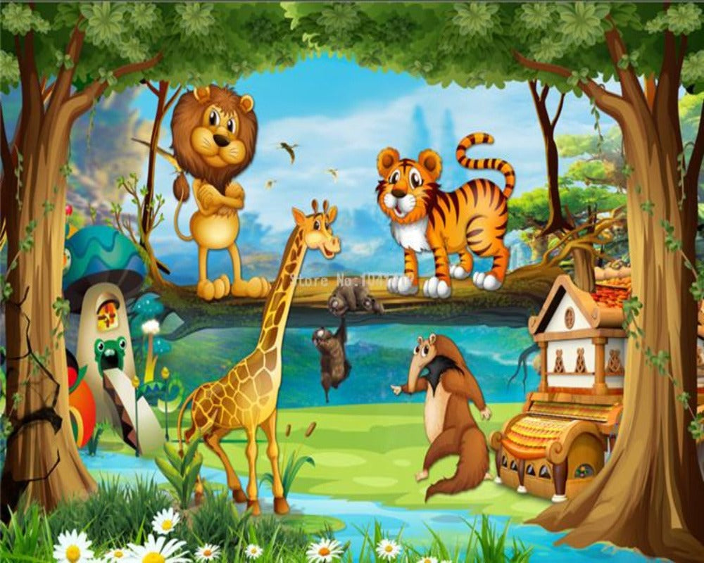 3D Wallpaper Cartoon Animal Forest SKU# WAL0366